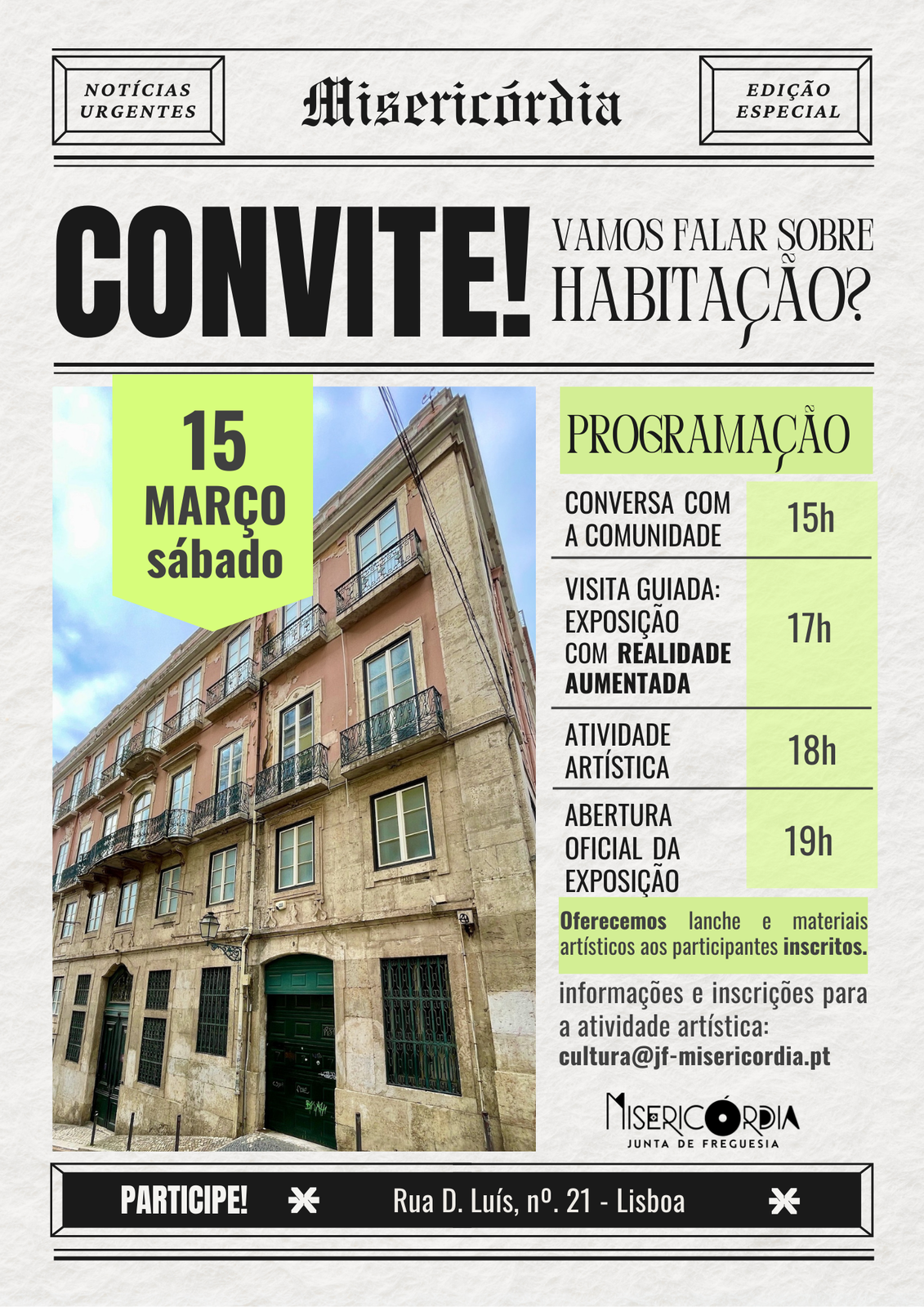 + Habitação: Exposição, Debate e Intervenção Artística