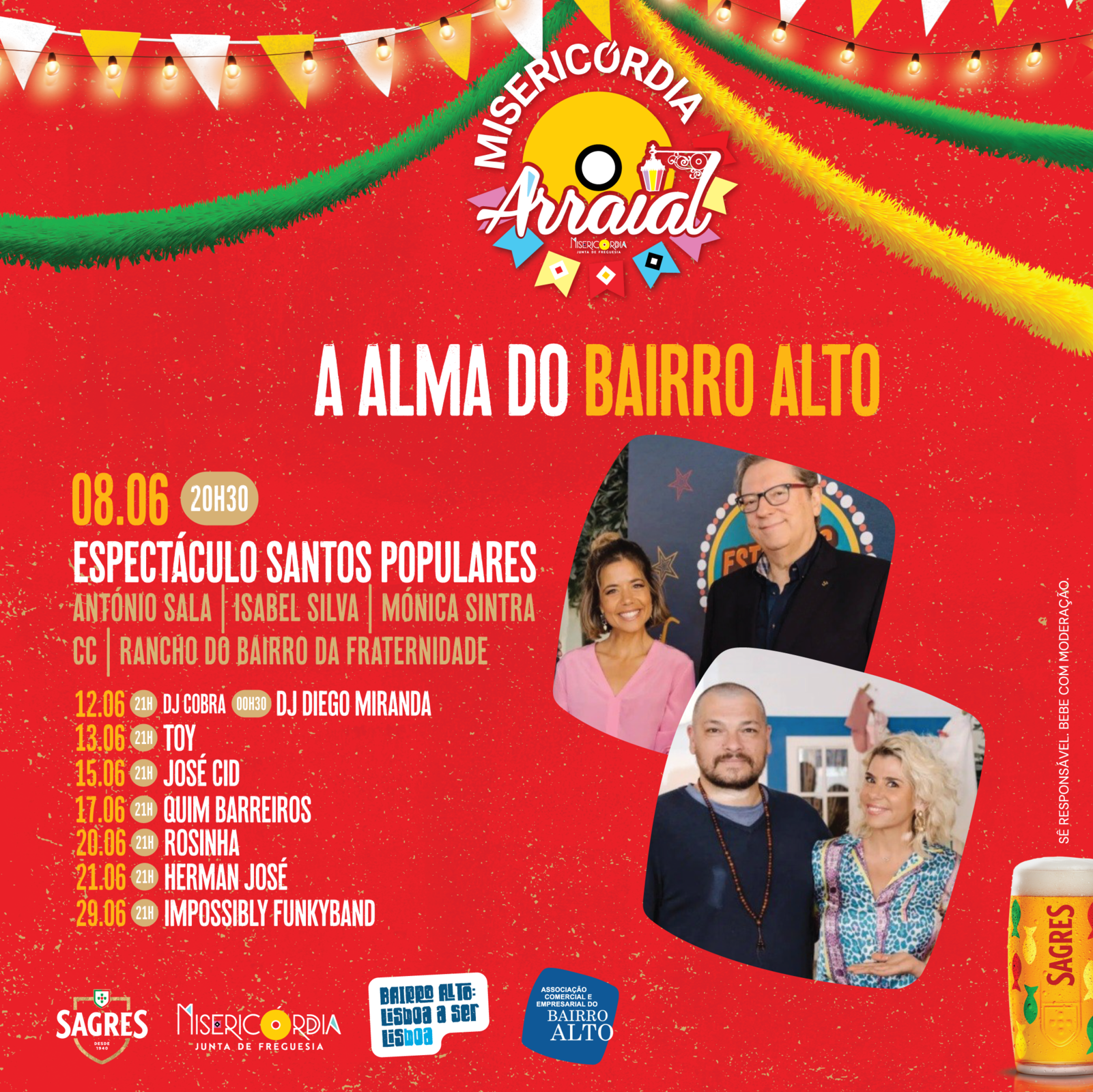 8 JUNHO – 20H30.  ESPETÁCULO SANTOS POPULARES