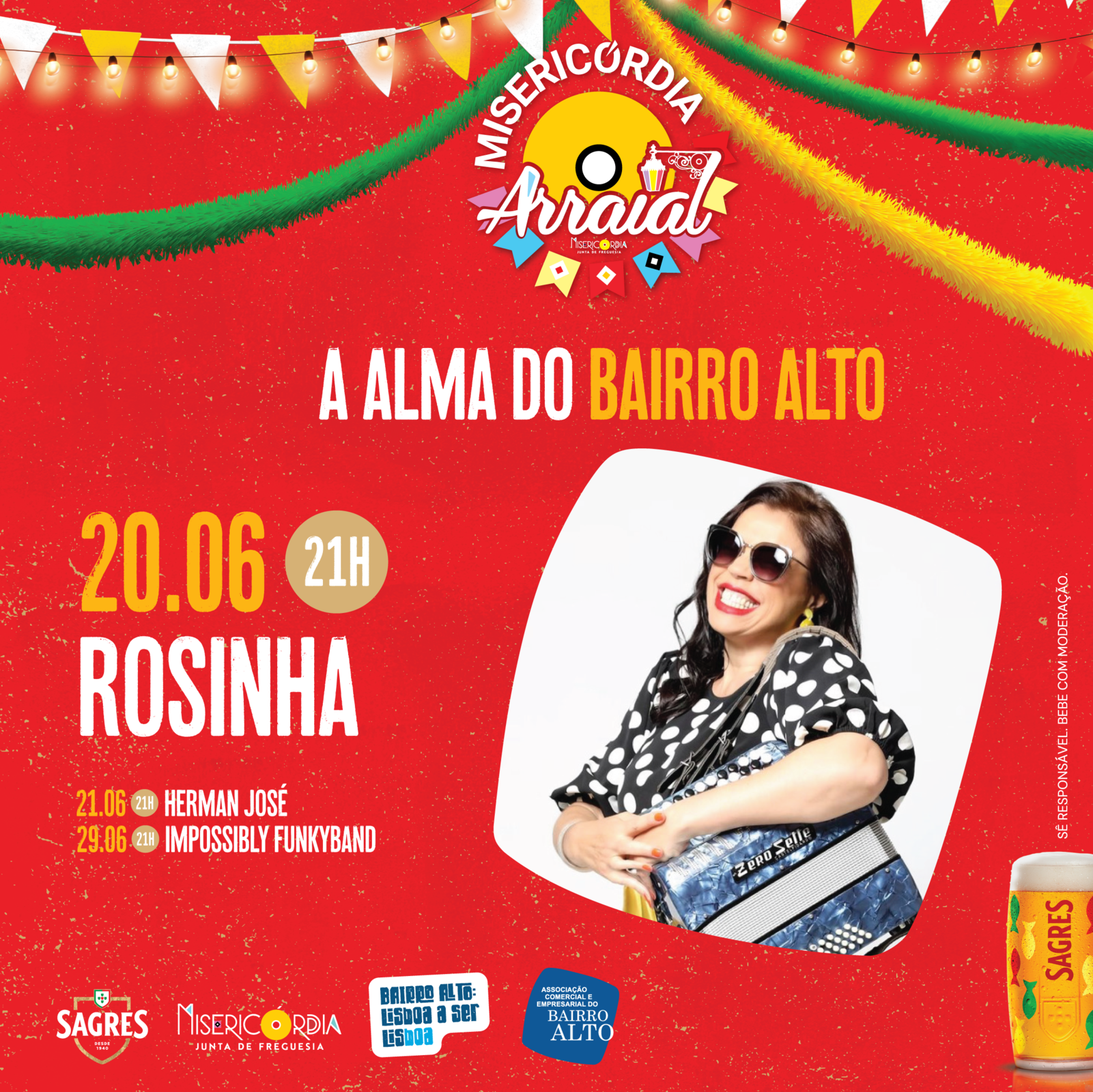 20 JUNHO – 21 HORAS. ROSINHA no Arraial da Misericórdia