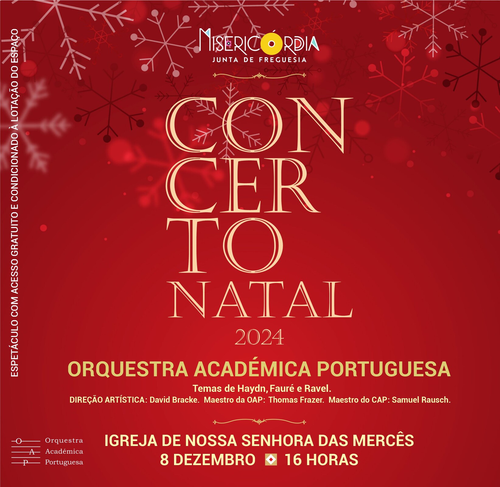 Dia 8 de dezembro há Concerto de Natal na Misericórdia