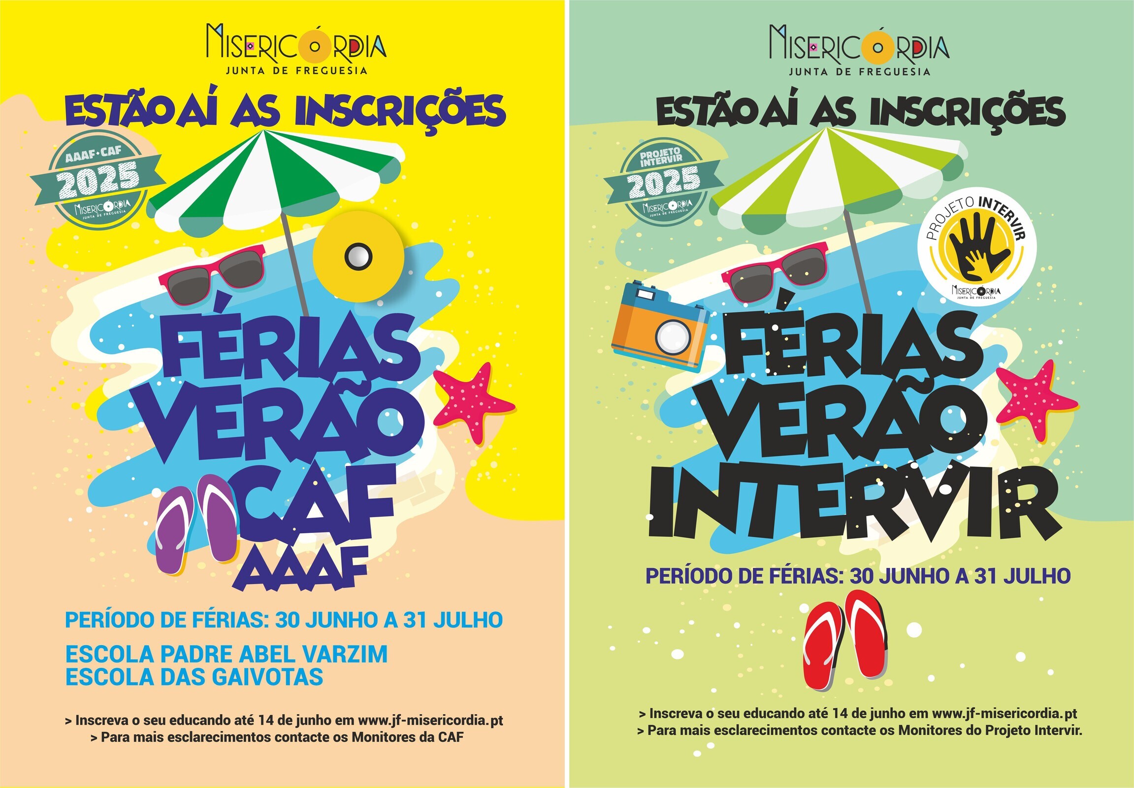 Férias de Verão: Inscrições AAAF/CAF e Projeto Intervir